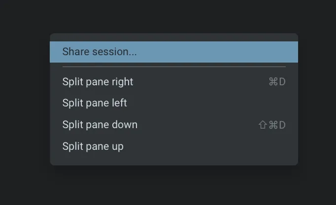 Starting a shared agent session from the right-click context menu